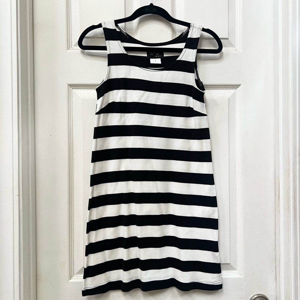 agnes b Black x White Striped Dress